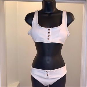 White ribbed bikini set